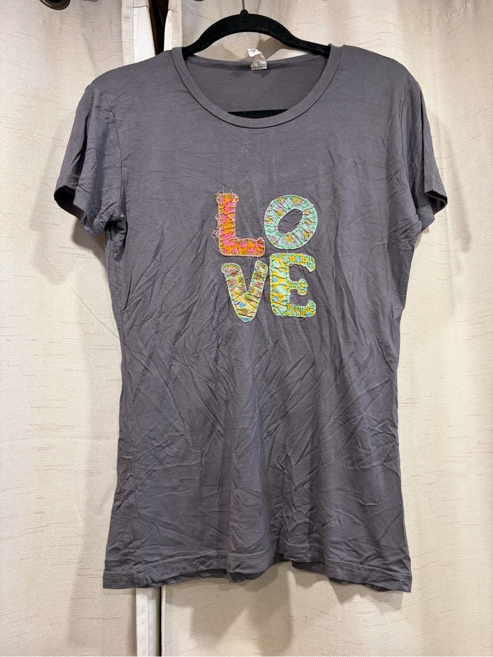 Natural Life LOVE Appliqué Gray Women's Tee